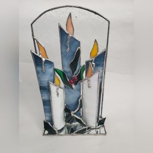 Vintage Art Deco Nouveau Art Stained glass Candle Holiday Trudy Cinque 3D shelf
